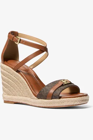 Michael Kors MKSandalia Mandy de piel con logotipos y cuña - - Michael Kors
