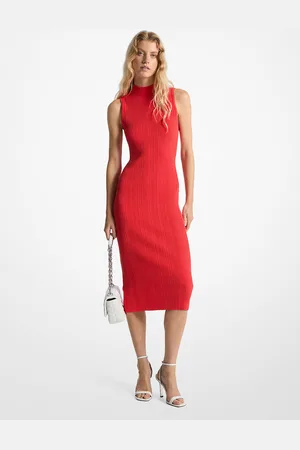 Michael Kors MKVestido midi acanalado con cuello alto - - Michael Kors