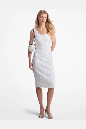 Michael Kors MKVestido midi de neopreno con adornos florales - - Michael Kors