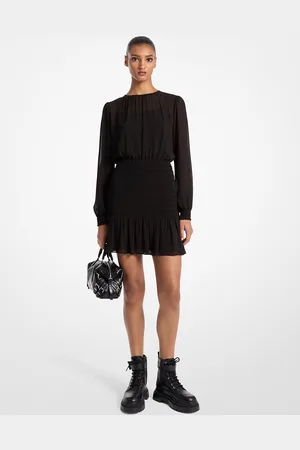 Michael Kors MKVestido fruncido de georgette con manga larga - - Michael Kors