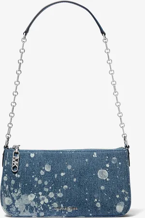 Michael Kors MKPochette mediano de denim con salpicaduras, logotipo imperio y cadena de eslabones - - Michael Kors