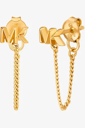 Michael Kors MKPendientes de cadena de plata de ley chapada en metales preciosos con logotipo - - Michael Kors