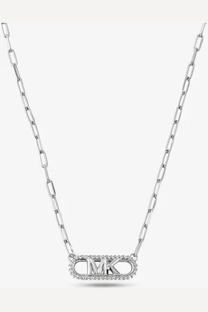 Michael Kors MKCollar de cadena de eslabones en plata de ley chapada en metal precioso con logotipo imperio - - Michael Kors