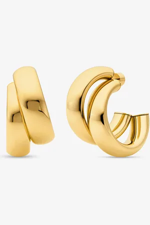 Michael Kors MKPendientes de aro doble de latón chapado en metal precioso - - Michael Kors