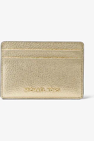 Michael Kors MKTarjetero de piel granulada metalizada - - Michael Kors