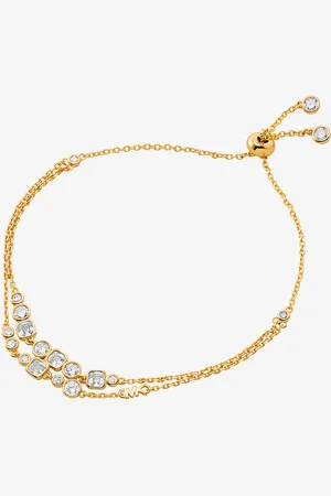 Michael Kors MKPulsera con bisel de plata de ley chapada en metales preciosos y cierre deslizante - - Michael Kors