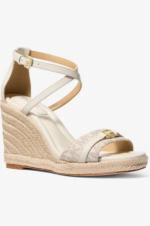 Michael Kors MKSandalia Mandy de piel con logotipos y cuña - - Michael Kors