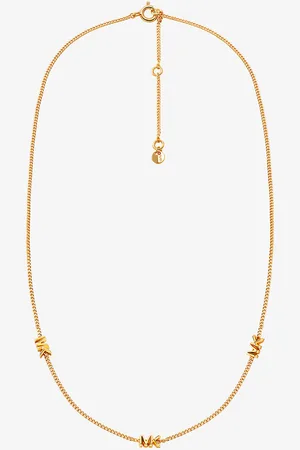 Michael Kors MKCollar de plata de ley chapada en metales preciosos con logotipo - - Michael Kors