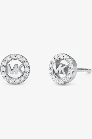 Michael Kors MKPendientes de tuerca Fulton de plata de ley con chapado en metales preciosos, incrustaciones y adorno de logotipo - - Michael Kors