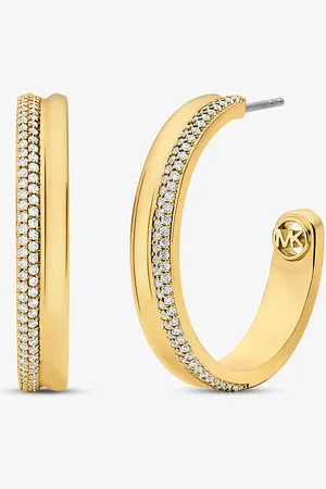 Michael Kors MKPendientes de aro de latón chapado en metal precioso con incrustaciones - - Michael Kors