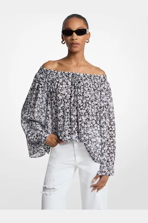 Michael Kors MKTop de georgette con estampado floral y hombros descubiertos - - Michael Kors