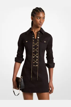 Michael Kors MKVestido de algodón orgánico elástico con cordones - - Michael Kors