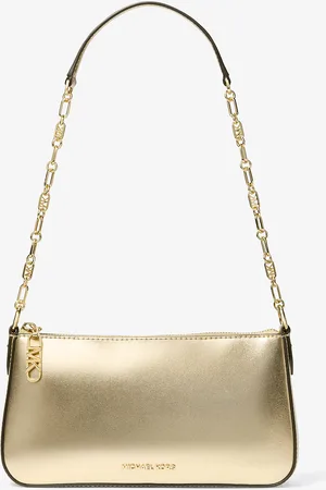 Michael Kors MKPochette mediano de piel metalizada con logotipo imperio y cadena de eslabones - - Michael Kors