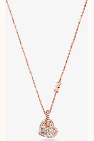 Michael Kors MKCollar con corazones de plata de ley con chapado en metales preciosos e incrustaciones - Rosa - Michael Kors