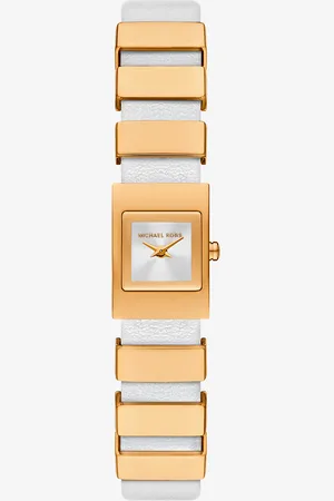 Michael Kors MKReloj mini Darrington en tono dorado con correa de piel - - Michael Kors