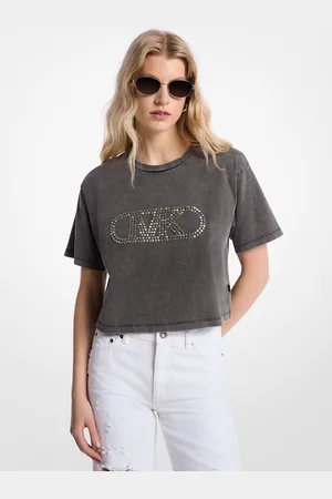 Michael Kors MKCamiseta corta de algodón orgánico de efecto teñido con tachuelas - - Michael Kors