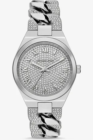 Michael Kors MKReloj Lennox en tono con cadena de eslabones curva e incrustaciones - - Michael Kors