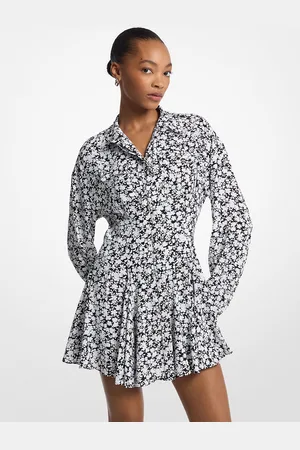Michael Kors MKVestido camisero de crepé con forro de satén y estampado floral - - Michael Kors