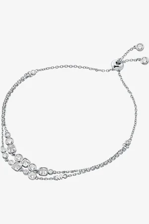 Michael Kors MKPulsera con bisel de plata de ley chapada en metales preciosos y cierre deslizante - - Michael Kors