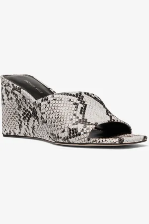 Michael Kors MKSandalia Merriam de piel con motivo de serpiente en relieve y cuña - - Michael Kors