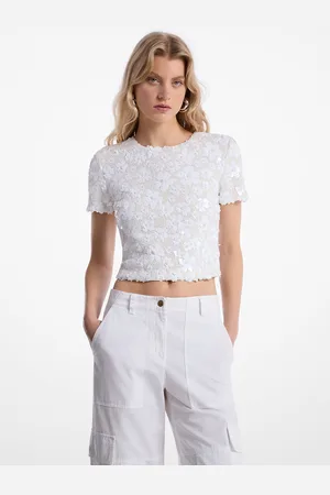Michael Kors MKTop de neopreno con adornos y estampado floral - - Michael Kors