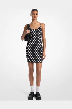 Michael Kors MKVestido de tirantes de nailon elástico con estampado de lunares - - Michael Kors