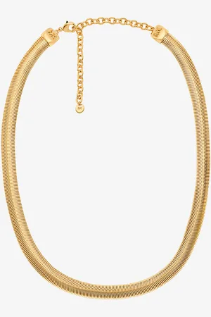 Michael Kors MKCollar tubogas de latón chapado en metales preciosos con cadena de serpiente - - Michael Kors
