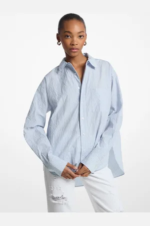 Michael Kors MKCamisa de popelina de algodón prensado a rayas - - Michael Kors
