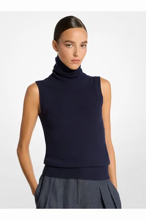 Michael Kors MKSuéter de cuello vuelto de cachemir sin mangas - - Michael Kors