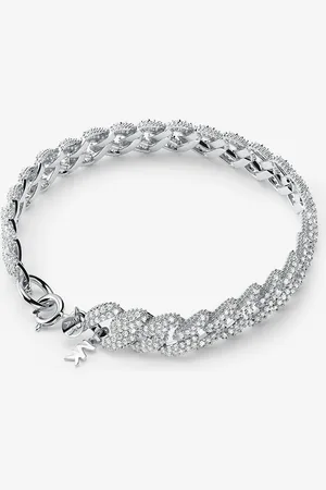 Michael Kors MKPulsera de plata de ley con chapado en metales preciosos, cadena de eslabones e incrustaciones - - Michael Kors