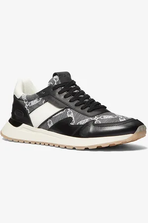 Michael Kors MKZapatilla Miles de piel y jacquard con logotipo imperio - - Michael Kors