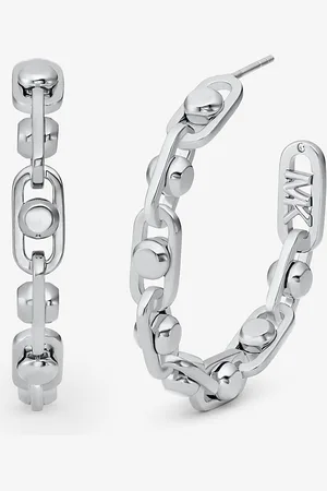 Michael Kors MKPendientes de aro Astor medianos de latón chapado en metal precioso con cadena - - Michael Kors
