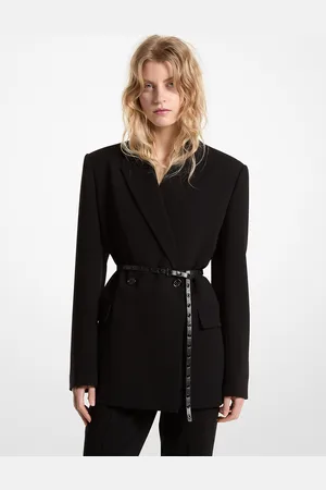 Michael Kors MKBlazer de crepé con doble botonadura y cinturón - - Michael Kors