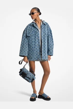 Michael Kors MKChaqueta oversize de jacquard de denim con motivo de rombos imperio - - Michael Kors