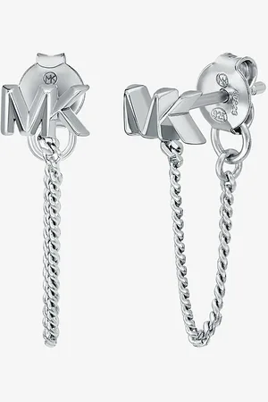 Michael Kors MKPendientes de cadena de plata de ley chapada en metales preciosos con logotipo - - Michael Kors