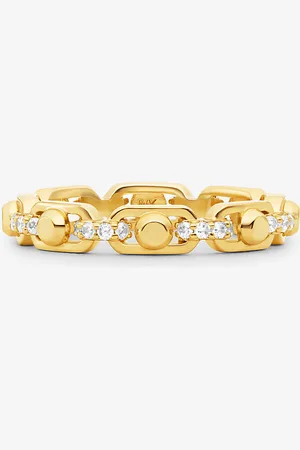 Michael Kors MKAnillo Astor pequeño tipo cadena de plata de ley chapada en metal precioso con incrustaciones - - Michael Kors