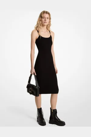 Michael Kors MKVestido de tirantes midi de punto elástico acanalado - - Michael Kors