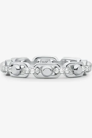Michael Kors MKAnillo Astor pequeño tipo cadena de plata de ley chapada en metal precioso con incrustaciones - - Michael Kors