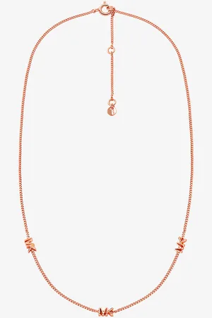Michael Kors MKCollar de plata de ley chapada en metales preciosos con logotipo - Rosa - Michael Kors
