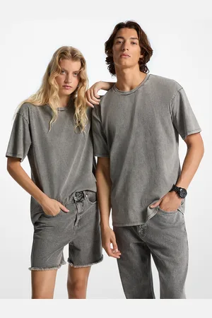Michael Kors MKCamiseta de punto liso de algodón lavado con logotipo - Sustancia - Michael Kors