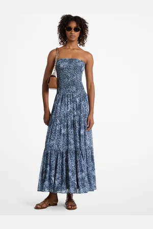 Michael Kors MKVestido a capas fruncido de georgette con estampado floral - - Michael Kors