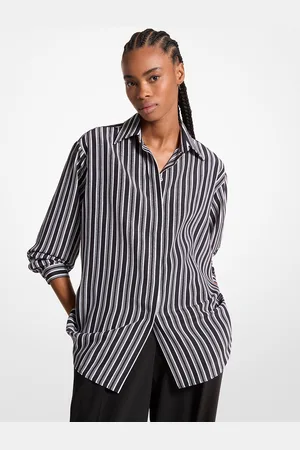 Michael Kors MKCamisa tipo boyfriend de crepé de China de seda a rayas - - Michael Kors