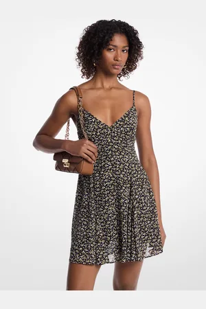 Michael Kors MKMinivestido de georgette con estampado floral y tachuelas - Verde - Michael Kors