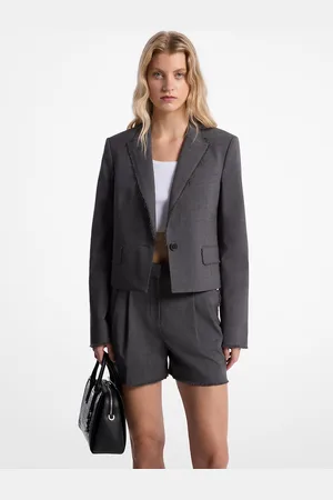 Michael Kors MKBlazer corto de lana tropical elástica deshilachada - - Michael Kors