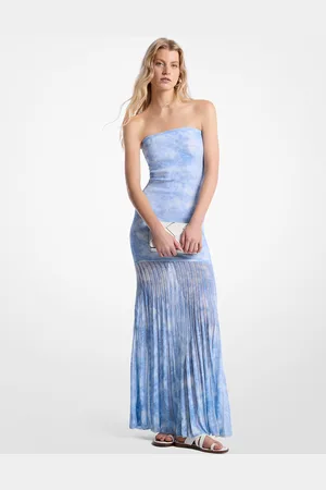 Michael Kors MKVestido transparente de punto elástico sin tirantes con estampado tie-dye - - Michael Kors