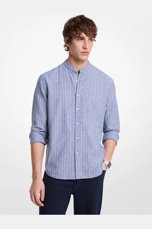 Michael Kors MKCamisa de mezcla de lino y algodón a rayas - - Michael Kors