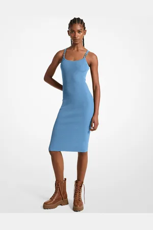 Michael Kors MKVestido de tirantes midi de punto elástico acanalado - - Michael Kors