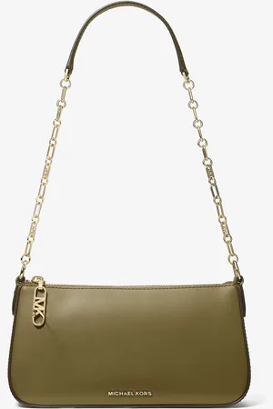 Michael Kors MKPochette mediano de piel con cadena de eslabones y logotipo imperio - Verde - Michael Kors