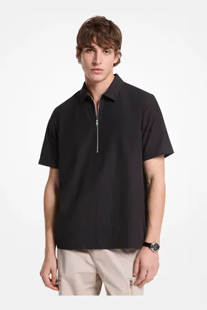 Michael Kors MKJersey de mezcla de algodón arrugado con media cremallera - - Michael Kors