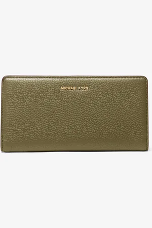Michael Kors MKCartera grande Bryant de piel granulada con cierre delantero con botón a presión - Verde - Michael Kors